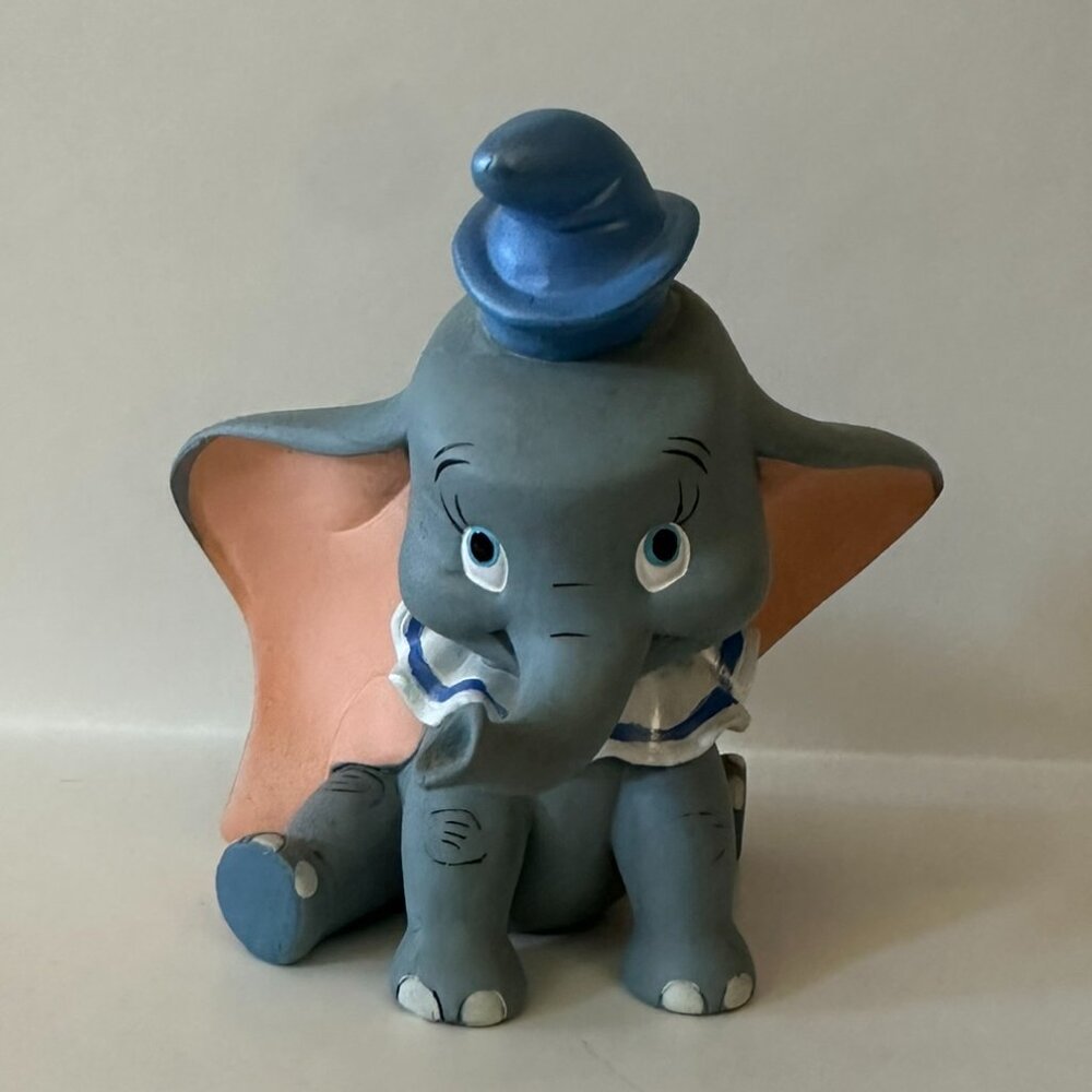 Vintage Disney Dumbo Ceramic Figurine Seated Blue Hat Nursery Decor